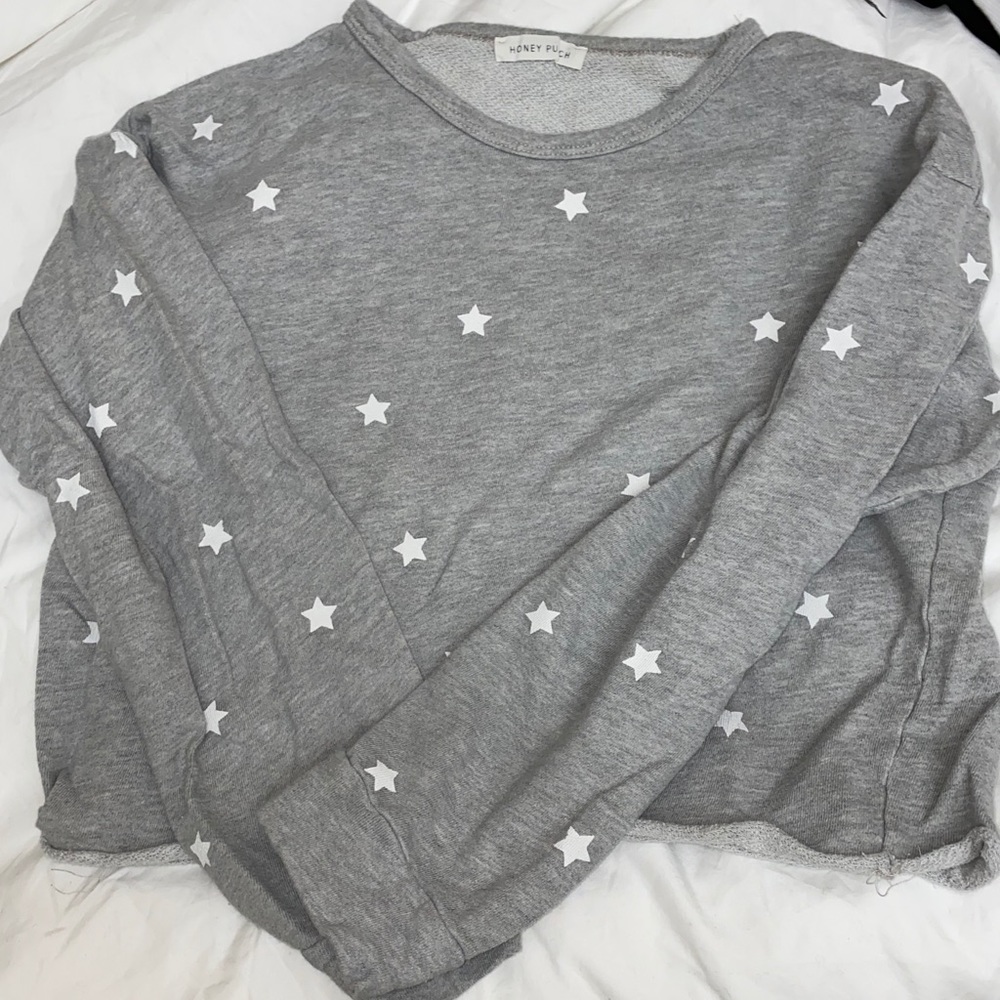 Honey Punch Grey Star Sweater